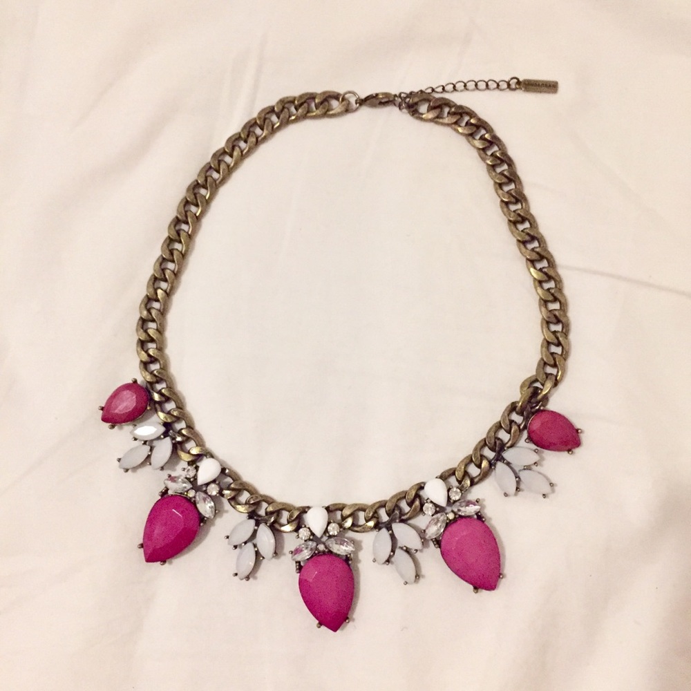 Pink grey and crystal Bauble Bar necklace